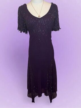 Vintage Jkara  Elegant Purple Beaded Dress